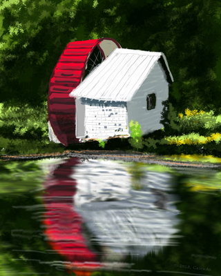 Water Wheel Picture - iPad Drawing